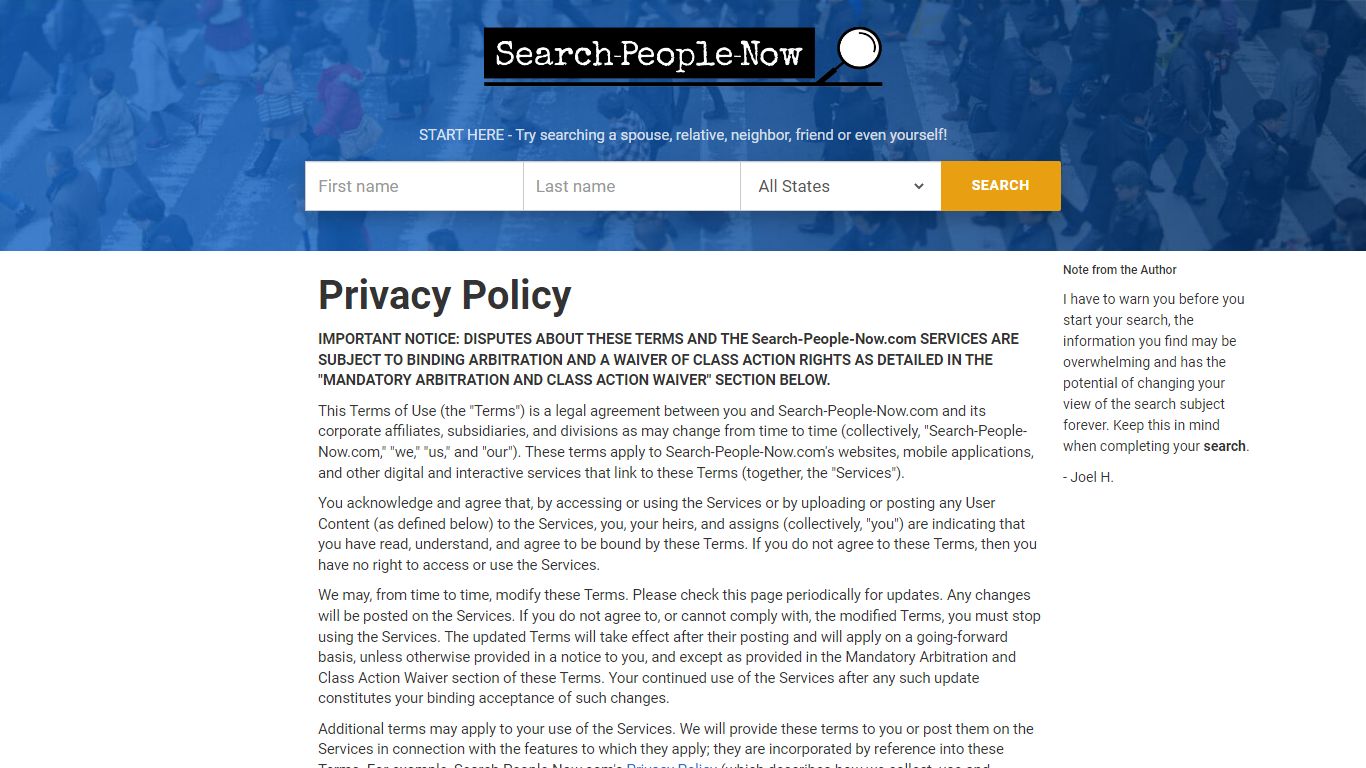 Search-People-Now.com - Privacy